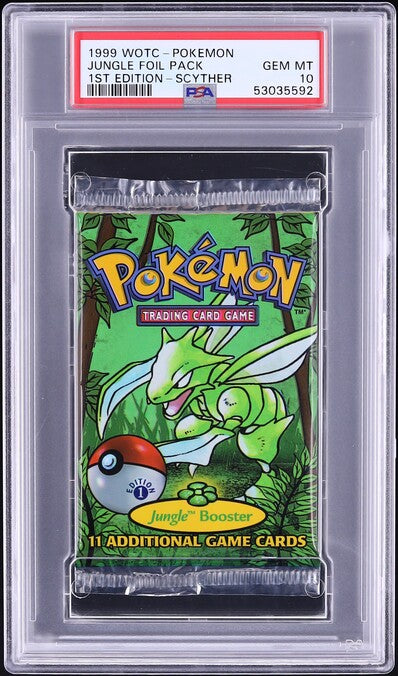1999 POKEMON JUNGLE 1ST EDITION SCYTHER BOOSTER PACK PSA 10
