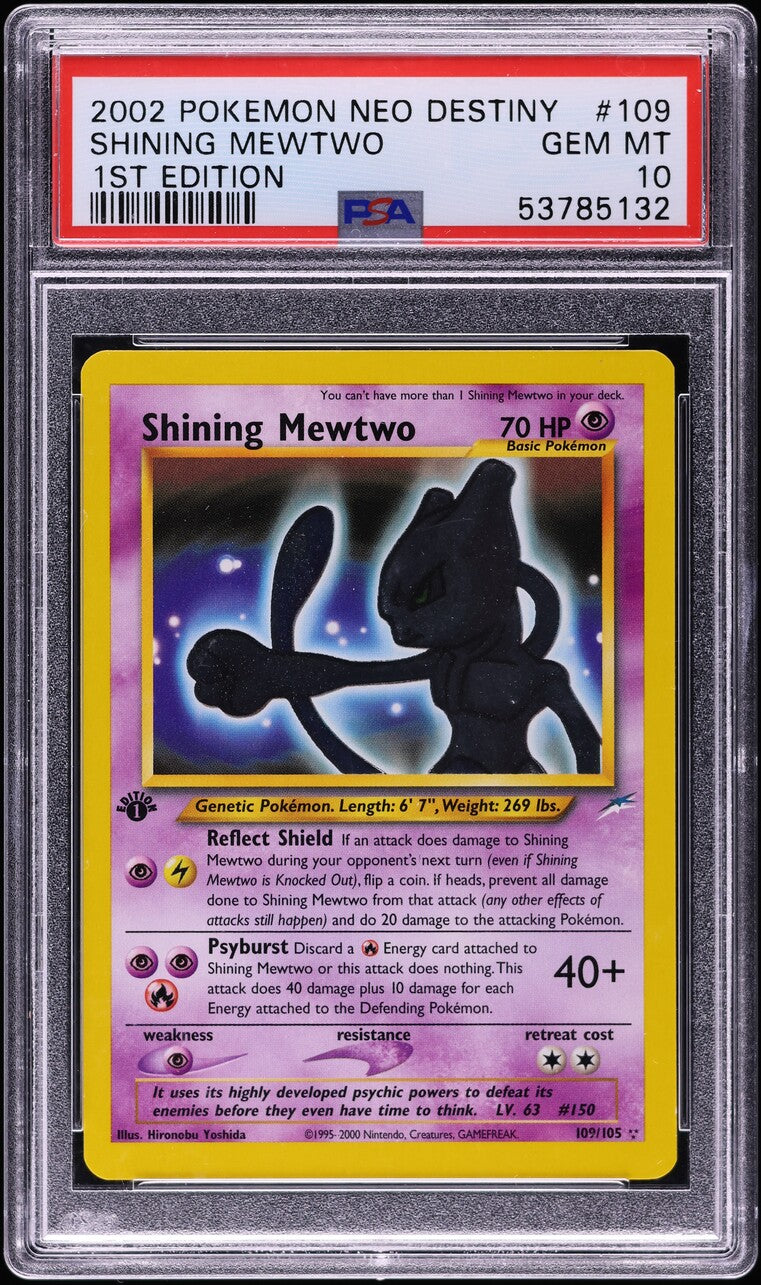2002 POKEMON NEO DESTINY 1ST EDITION SHINING MEWTWO #109 PSA 10 GEM MINT
