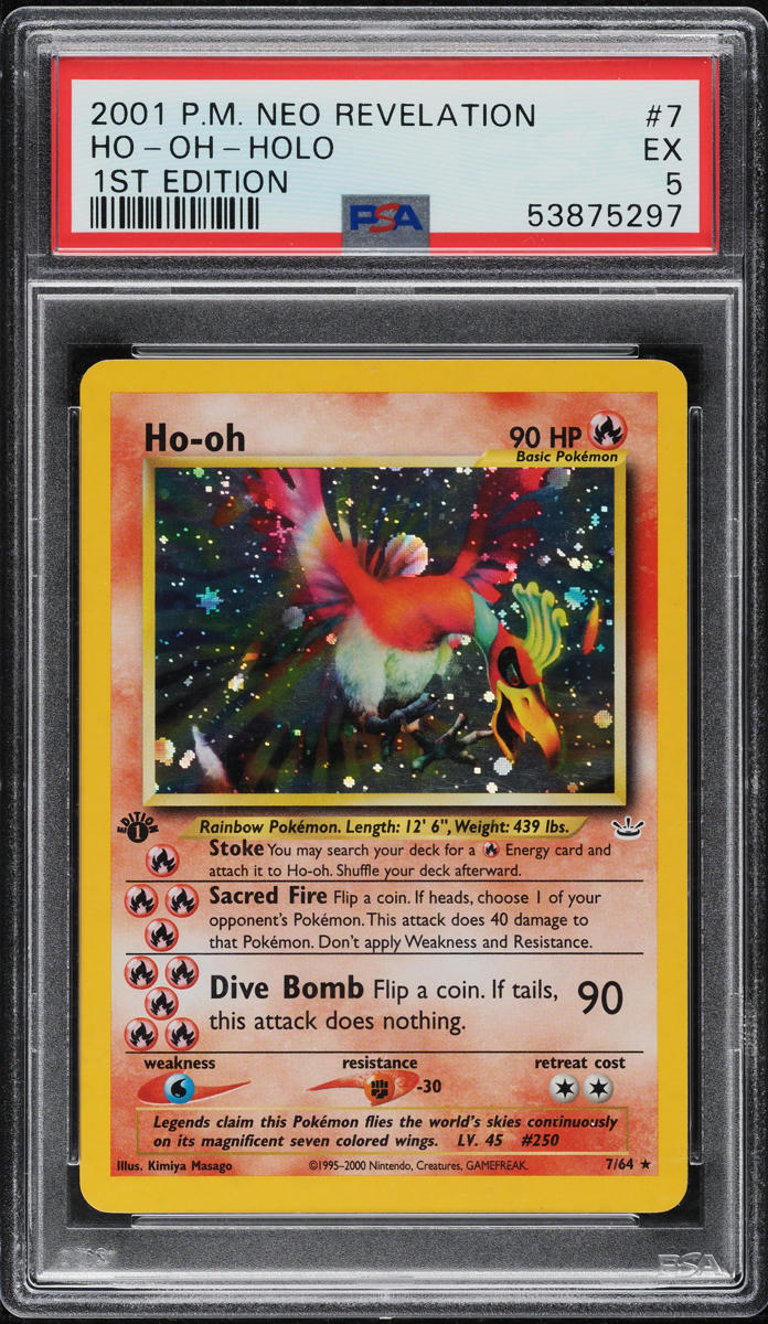 2001 POKEMON NEO REVELATION 1ST EDITION HOLO HO-OH #7 PSA 5 EX *HOLO ERROR*