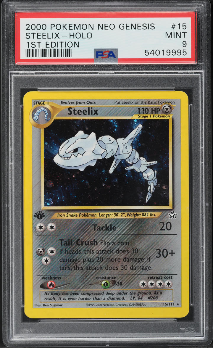 2000 POKEMON NEO GENESIS 1ST EDITION HOLO STEELIX #15 PSA 9 MINT