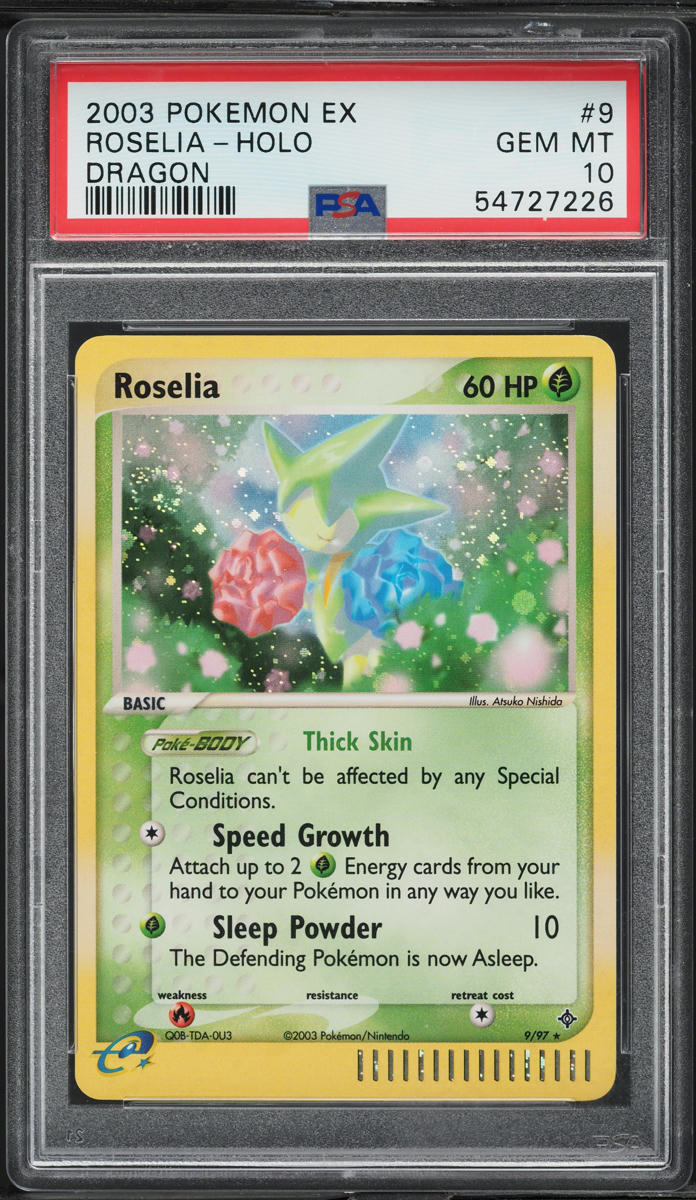 2003 POKEMON EX DRAGON HOLO ROSELIA #9 PSA 10 GEM MINT