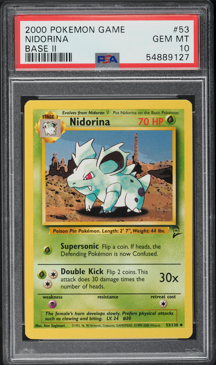 2000 POKEMON BASE SET 2 NIDORINA 53 PSA 10 GEM MINT lowpopping