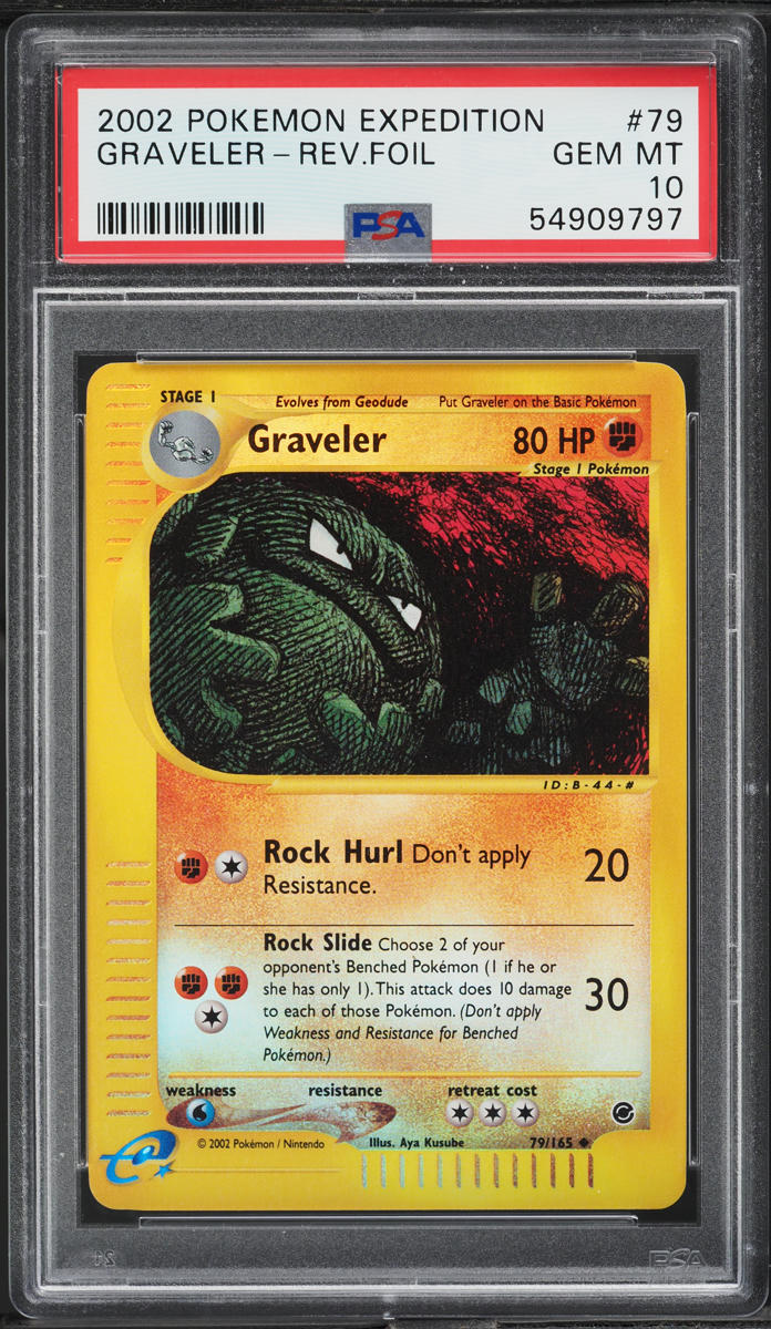2002 POKEMON EXPEDITION REVERSE HOLO GRAVELER #79 PSA 10 GEM MINT