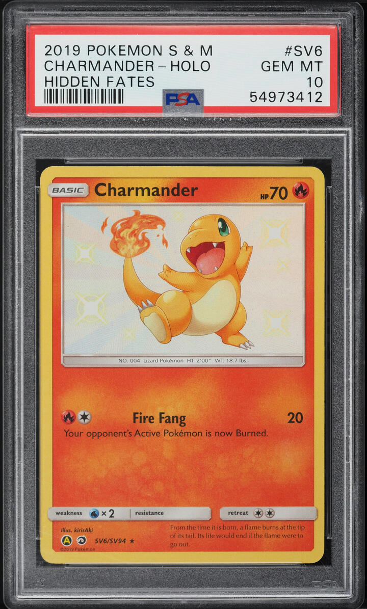 2019 POKEMON SUN & MOON SM HIDDEN FATES HOLO CHARMANDER #SV6 PSA 10