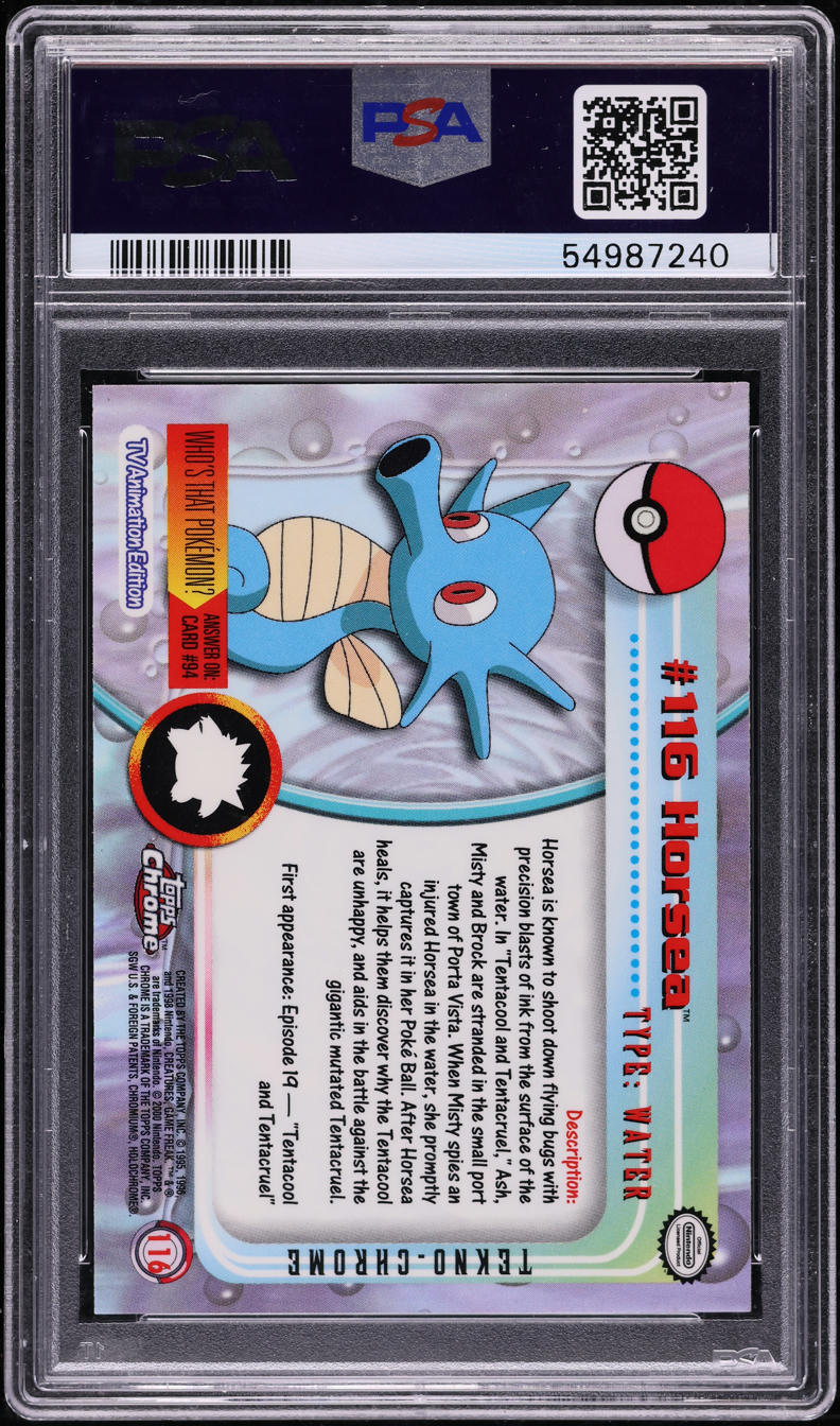 2000 TOPPS CHROME POKEMON SERIES 2 TEKNO HORSEA #116 PSA 10 GEM MINT