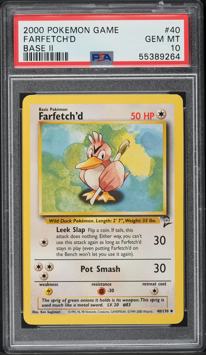 2000 POKEMON BASE SET 2 FARFETCH'D #40 PSA 10 GEM MINT