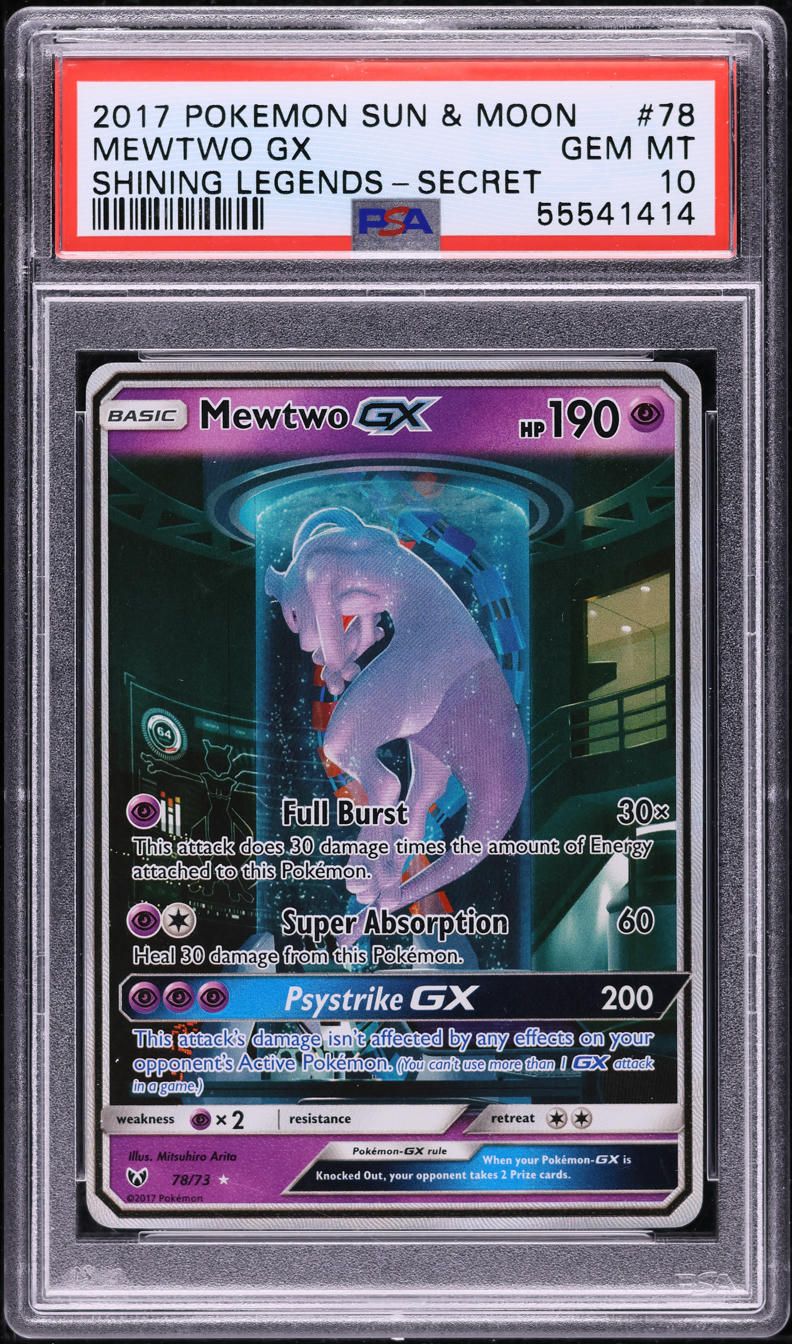 2017 POKEMON SUN & MOON SHINING LEGENDS ALT ART MEWTWO GX #78 PSA 10 GEM MINT