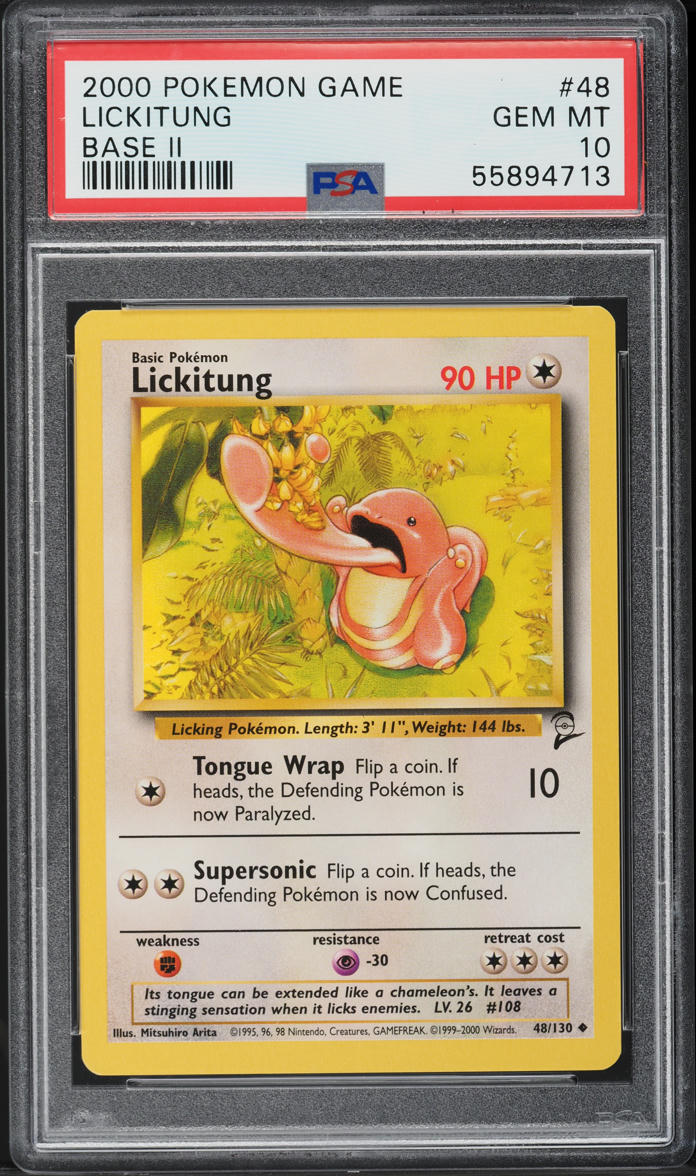 2000 POKEMON BASE SET 2 LICKITUNG #48 PSA 10 GEM MINT