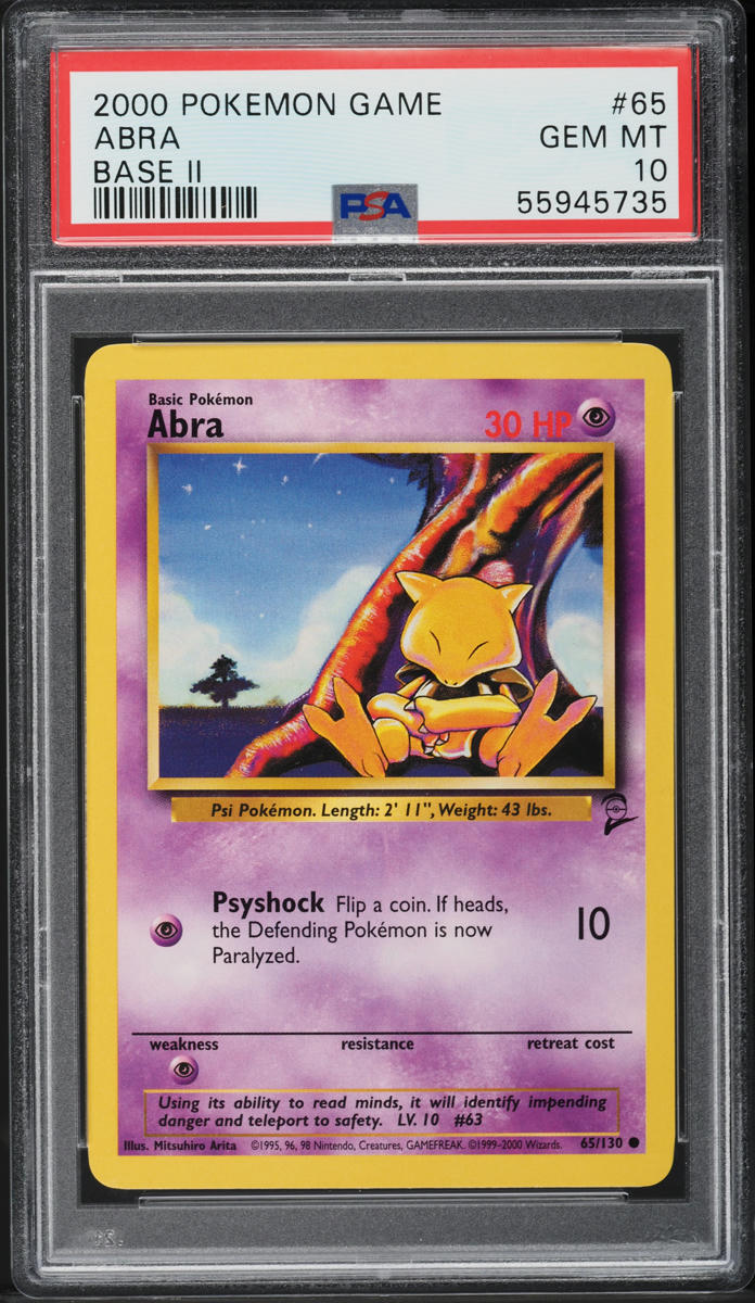 2000 POKEMON BASE SET 2 ABRA #65 PSA 10 GEM MINT