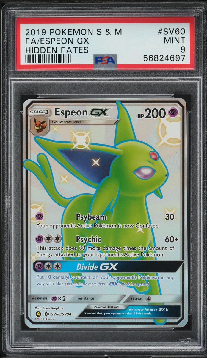 2019 POKEMON SUN & MOON HIDDEN FATES SHINY ESPEON GX #SV60 PSA 9 MINT