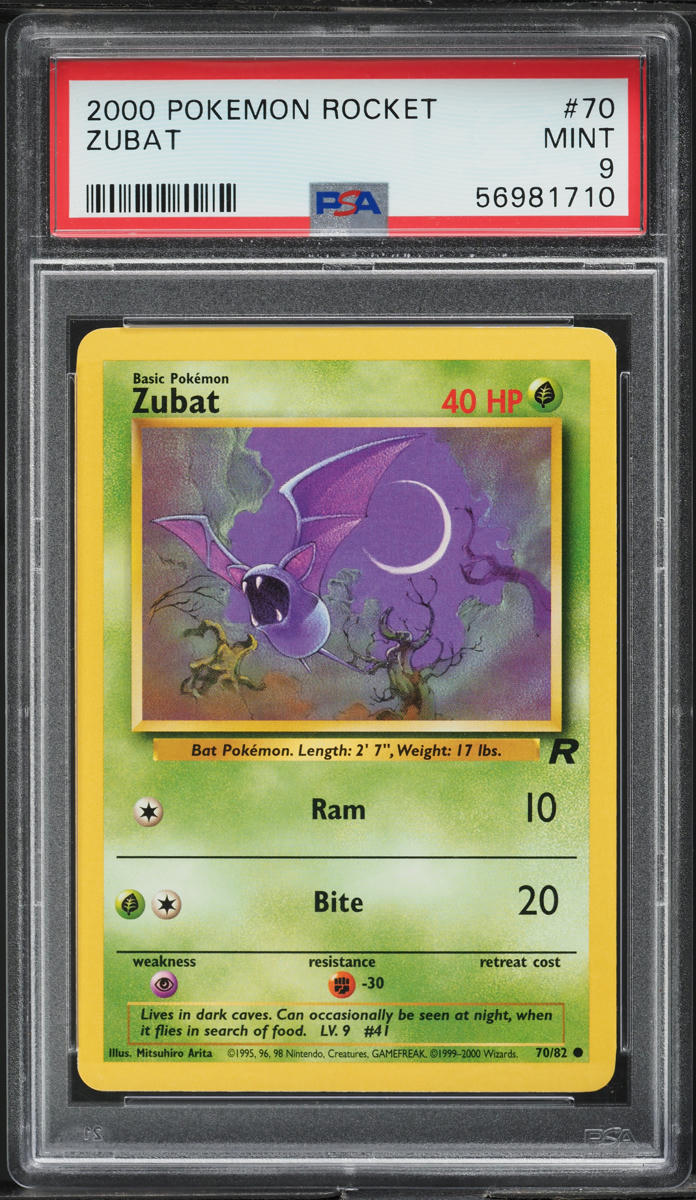 2000 POKEMON ROCKET ZUBAT #70 PSA 9 MINT