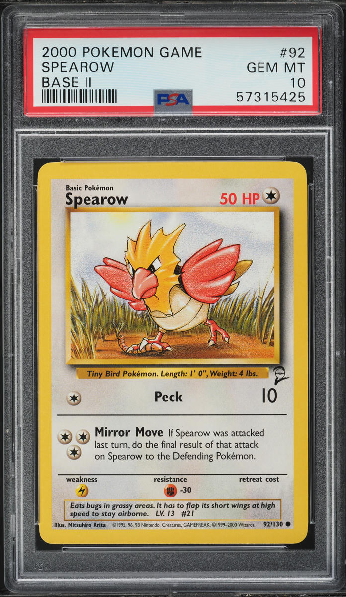 2000 POKEMON BASE SET 2 SPEAROW #92 PSA 10 GEM MINT – lowpopping