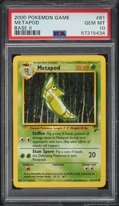 2000 POKEMON BASE SET 2 METAPOD #81 PSA 10 GEM MINT