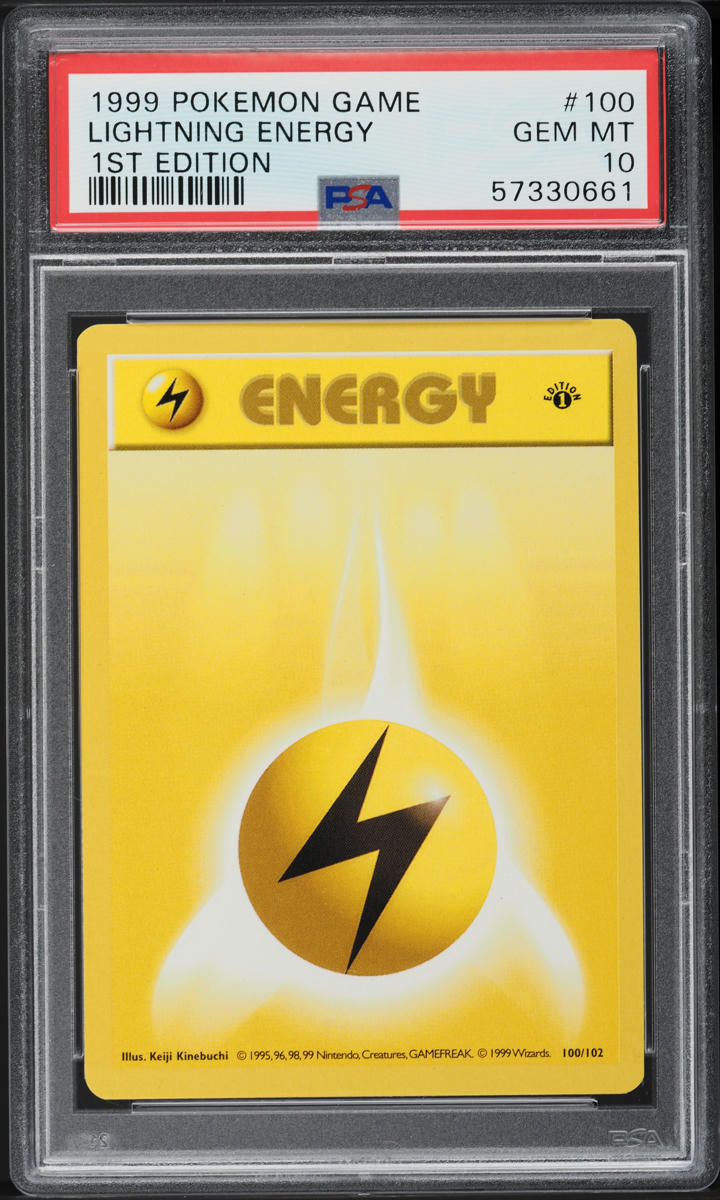 1999 POKEMON BASE SET SHADOWLESS 1ST EDITION LIGHTNING ENERGY #100 PSA 10 GEM