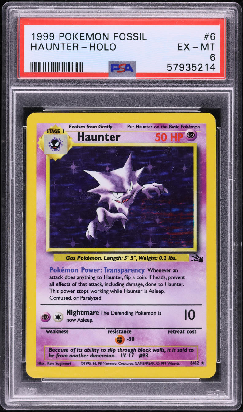 1999 POKEMON FOSSIL HOLO HAUNTER #6 PSA 6 EXMT