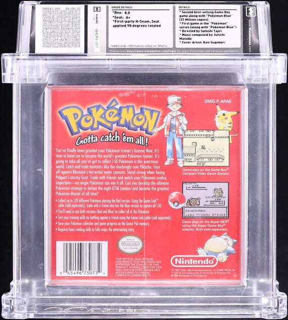 1998 POKEMON RED VERSION WHITE ESRB SANDSHREW NINTENDO GAME BOY GB WATA 8.0 A+ SEALED
