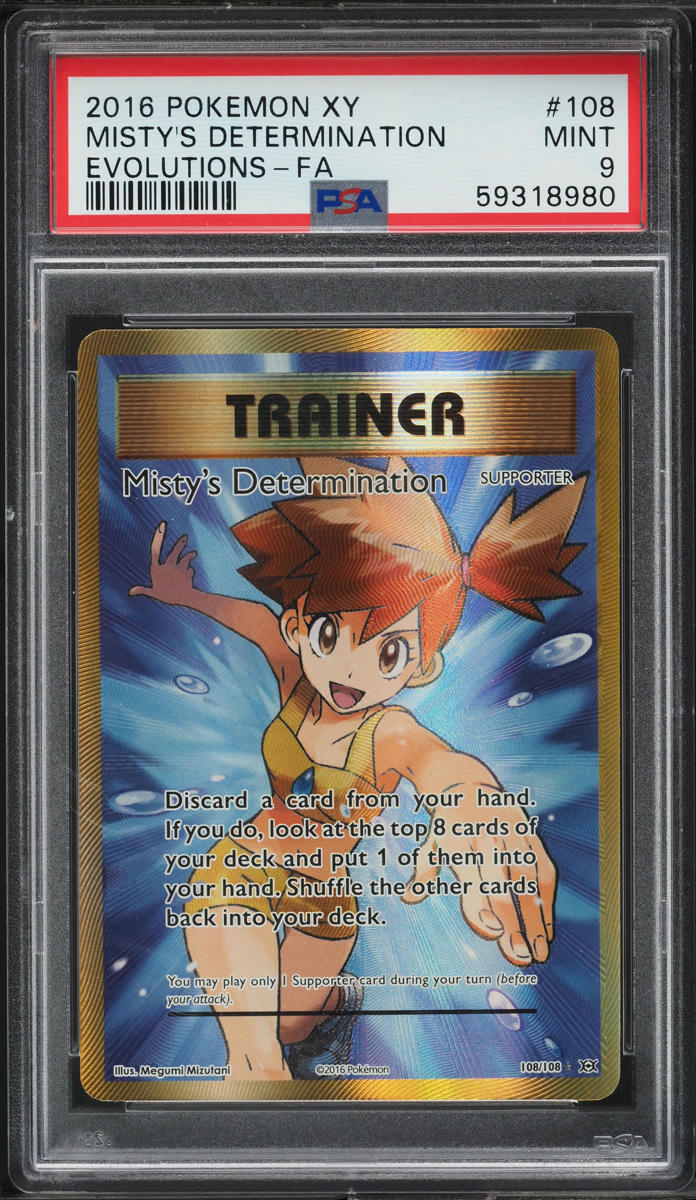 2016 POKEMON XY EVOLUTIONS FULL ART MISTY'S DETERMINATION #108 PSA 9 MINT