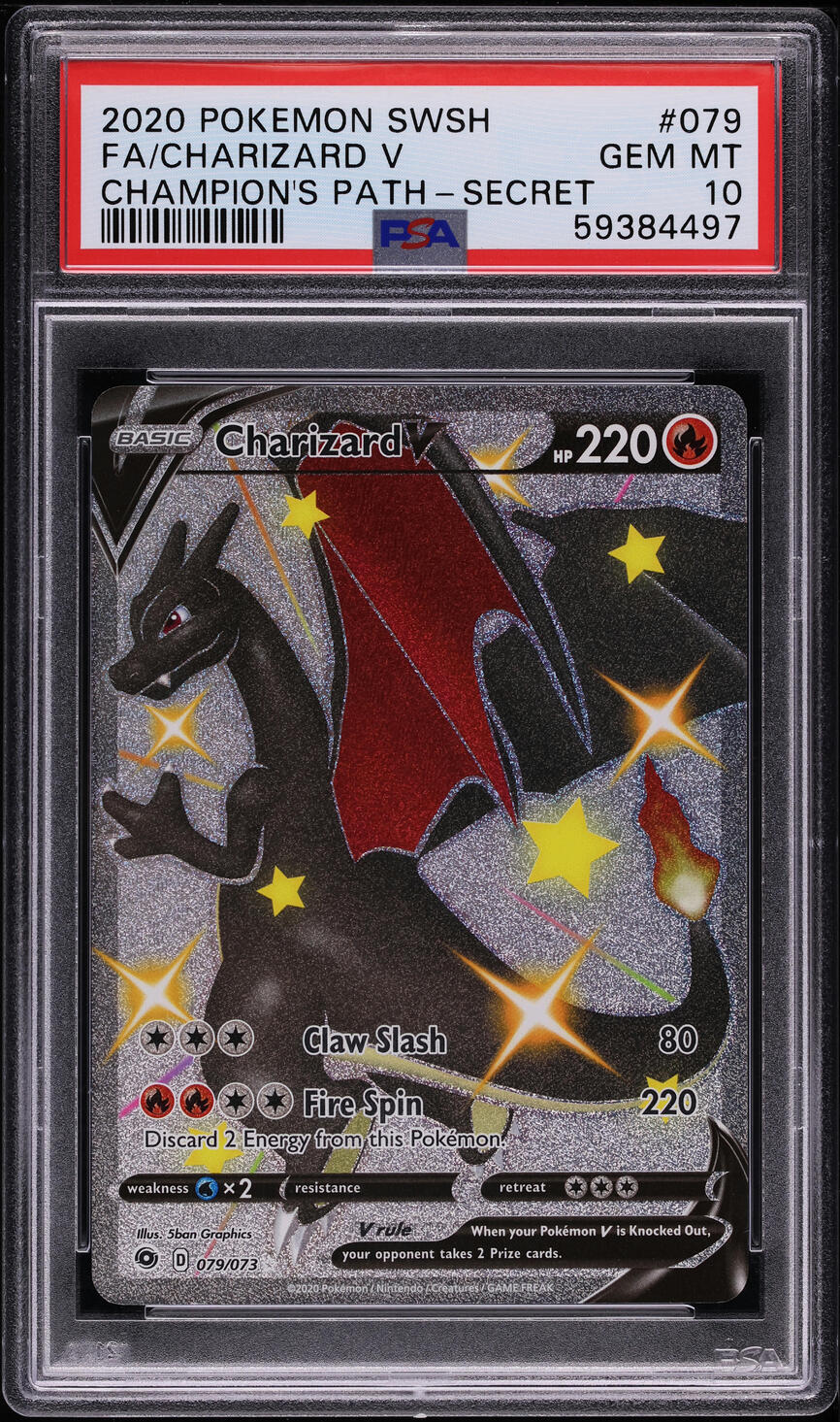 2020 POKEMON SWORD & SHIELD CHAMPION'S PATH SHINY CHARIZARD V #79 PSA 10 GEM