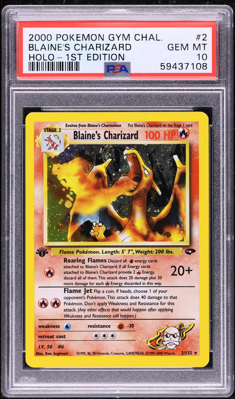 2000 POKEMON GYM CHALLENGE 1ST EDITION HOLO BLAINE'S CHARIZARD PSA 10 GEM MINT