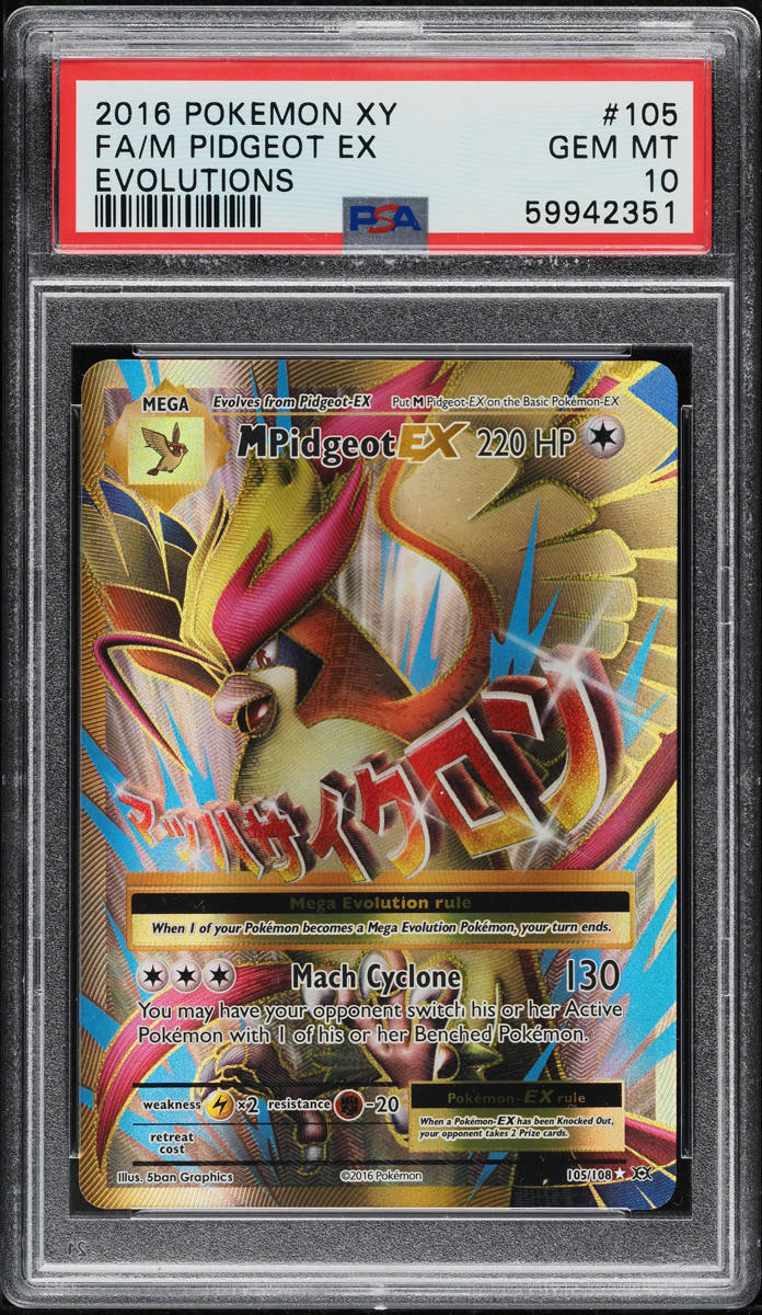 2016 POKEMON XY EVOLUTIONS FULL ART M PIDGEOT EX #105 PSA 10 GEM MINT