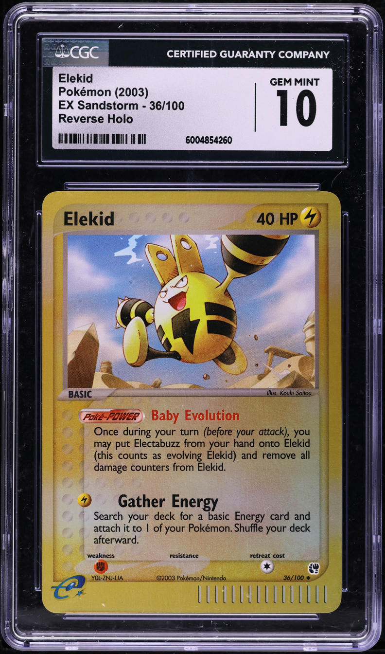 2003 POKEMON EX SANDSTORM REVERSE HOLO ELEKID #36 CGC 10 GEM MINT