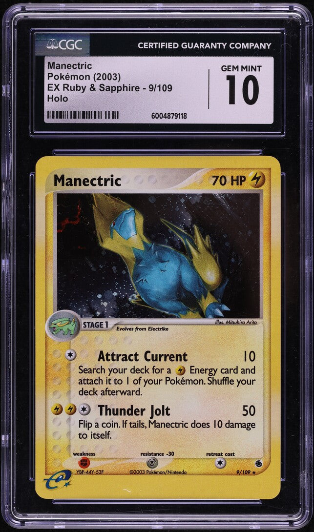 2003 POKEMON EX RUBY & SAPPHIRE HOLO MANECTRIC #9 CGC 10 GEM MINT ...