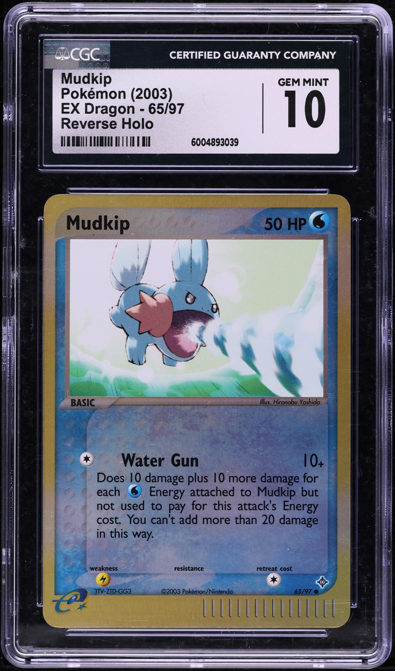 2003 POKEMON EX DRAGON REVERSE HOLO MUDKIP #65 CGC 10 GEM MINT