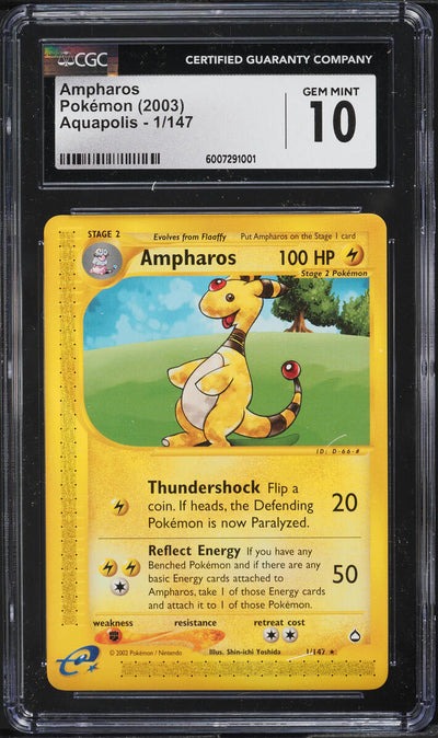 2003 POKEMON AQUAPOLIS AMPHAROS #1 CGC 10 GEM MINT