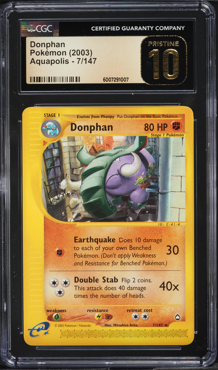 2003 POKEMON AQUAPOLIS DONPHAN #7 CGC 10 PRISTINE