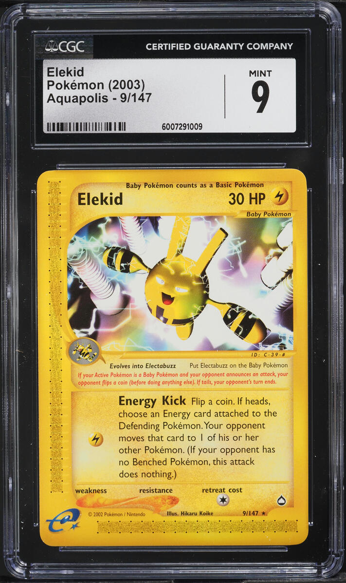 2003 POKEMON AQUAPOLIS ELEKID #9 CGC 9 MINT