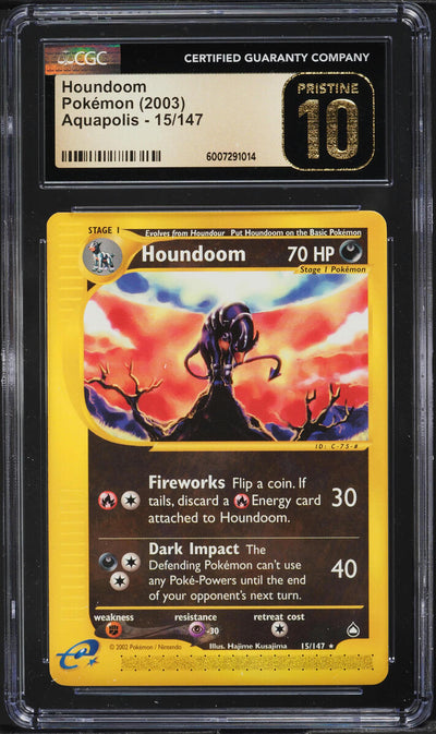 2003 POKEMON AQUAPOLIS HOUNDOOM #15 CGC 10 PRISTINE