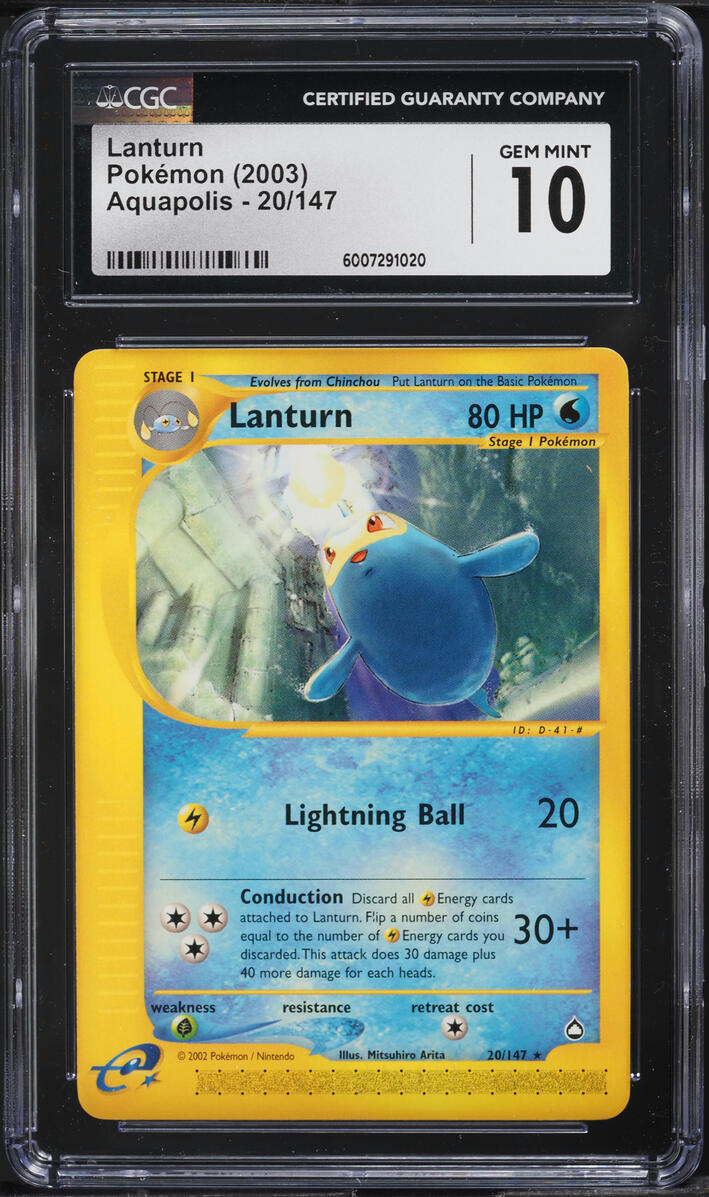 2003 POKEMON AQUAPOLIS LANTURN #20 CGC 10 GEM MINT