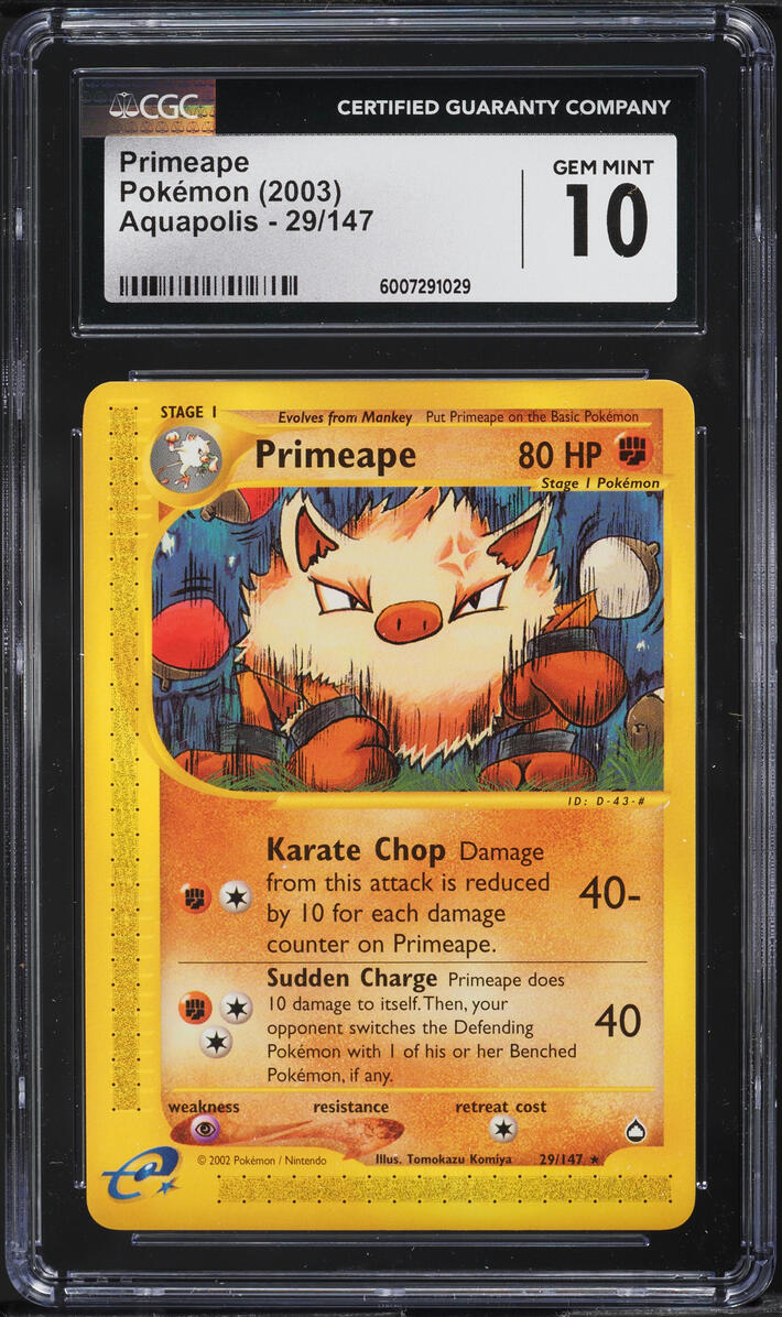 2003 POKEMON AQUAPOLIS PRIMEAPE #29 CGC 10 GEM MINT