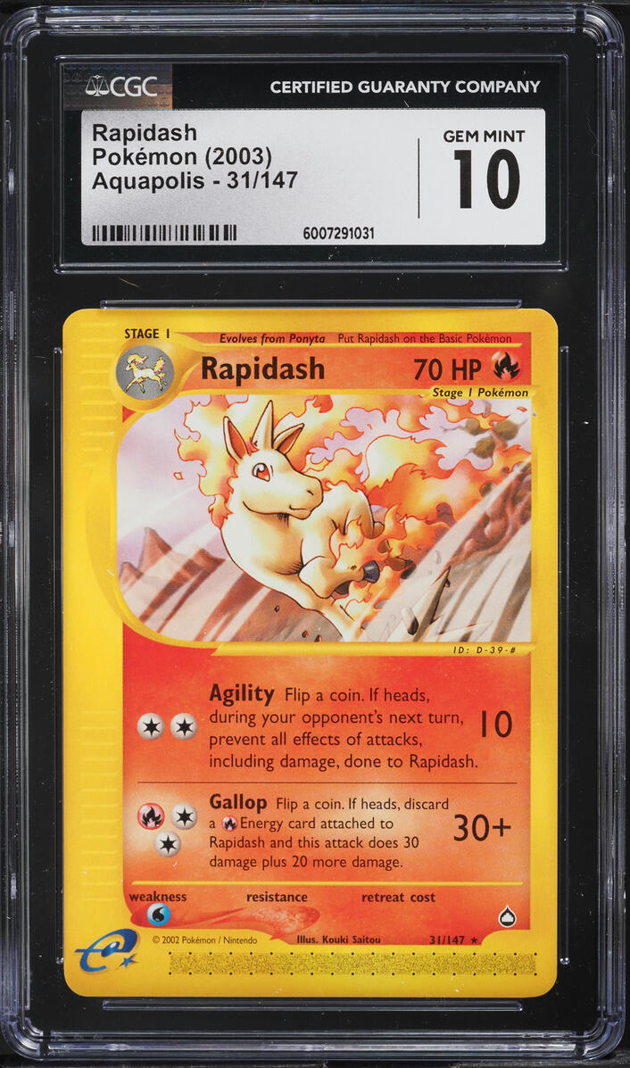 2003 POKEMON AQUAPOLIS RAPIDASH #31 CGC 10 GEM MINT