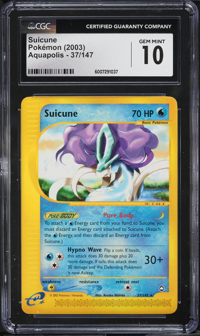 2003 POKEMON AQUAPOLIS SUICUNE #37 CGC 10 GEM MINT