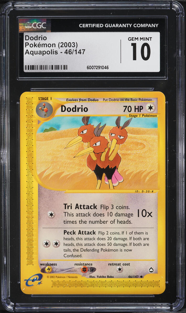 2003 POKEMON AQUAPOLIS DODRIO #46 CGC 10 GEM MINT