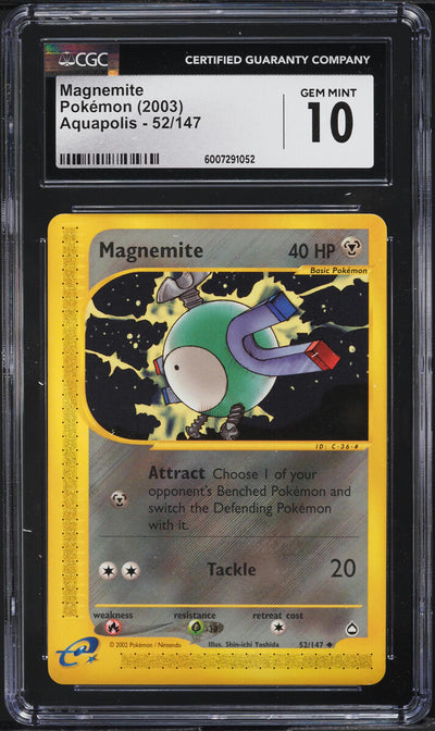 2003 POKEMON AQUAPOLIS MAGNEMITE #52 CGC 10 GEM MINT