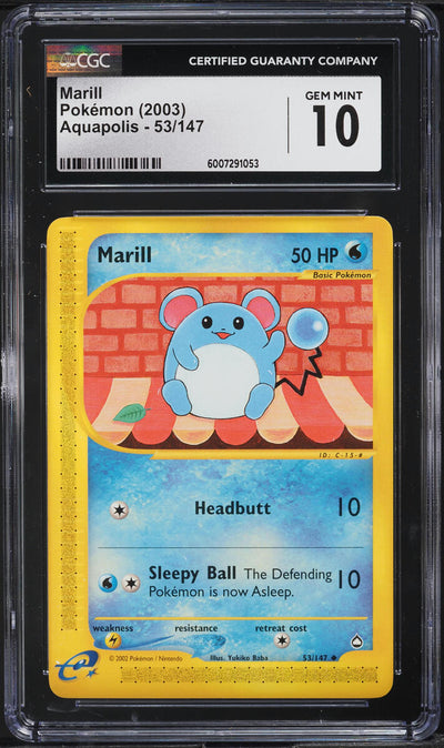 2003 POKEMON AQUAPOLIS MARILL #53 CGC 10 GEM MINT