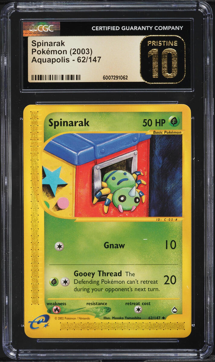 2003 POKEMON AQUAPOLIS SPINARAK #62 CGC 10 PRISTINE