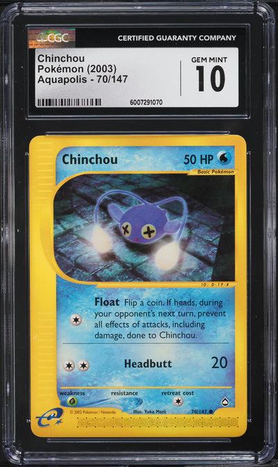 2003 POKEMON AQUAPOLIS CHINCHOU #70 CGC 10 GEM MINT