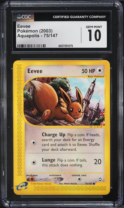 2003 POKEMON AQUAPOLIS EEVEE #75 CGC 10 GEM MINT