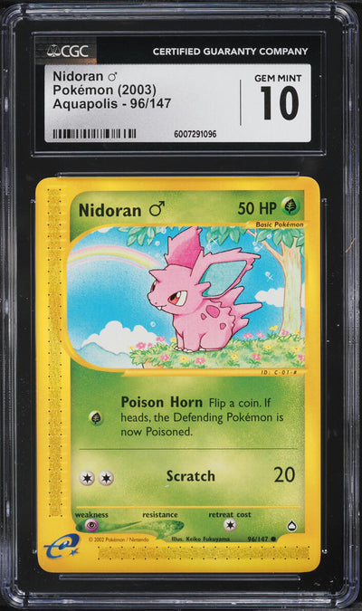 2003 POKEMON AQUAPOLIS NIDORAN #96 CGC 10 GEM MINT