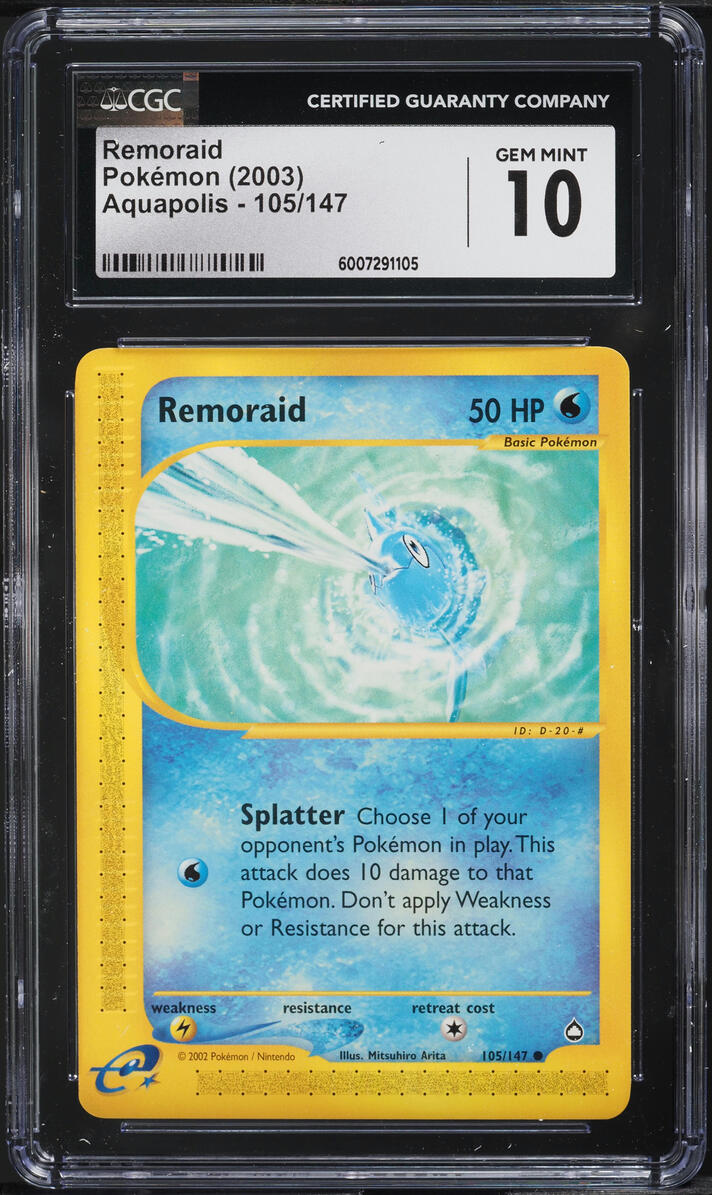 2003 POKEMON AQUAPOLIS REMORAID #105 CGC 10 GEM MINT