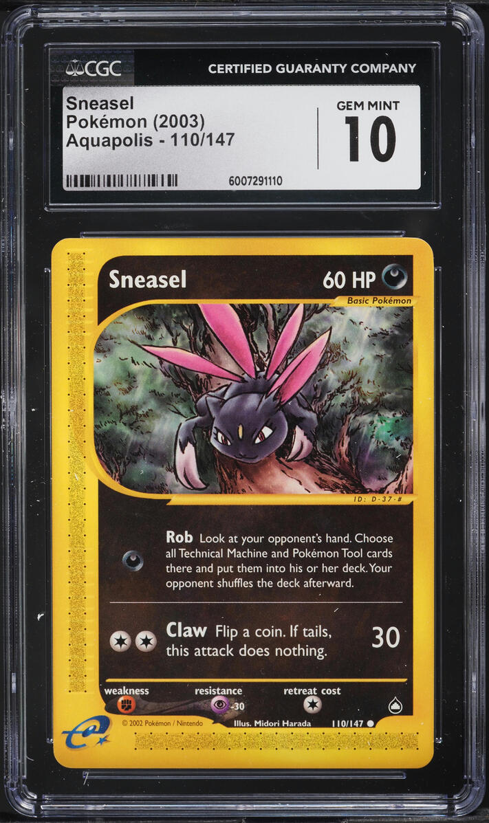 2003 POKEMON AQUAPOLIS SNEASEL #110 CGC 10 GEM MINT