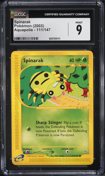 2003 POKEMON AQUAPOLIS SPINARAK #111 CGC 9 MINT