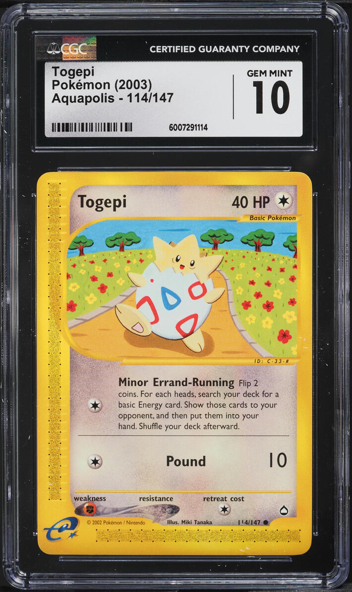 2003 POKEMON AQUAPOLIS TOGEPI #114 CGC 10 GEM MINT