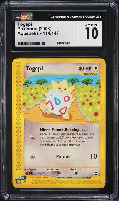 2003 POKEMON AQUAPOLIS TOGEPI #114 CGC 10 GEM MINT