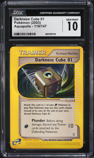 2003 POKEMON AQUAPOLIS DARKNESS CUBE 01 #119 CGC 10 GEM MINT