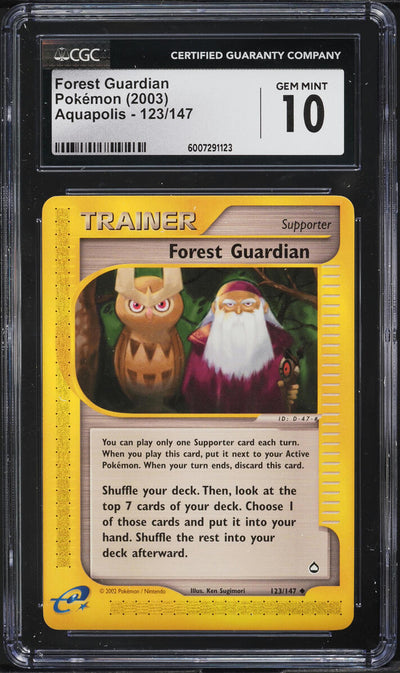 2003 POKEMON AQUAPOLIS FOREST GUARDIAN #123 CGC 10 GEM MINT