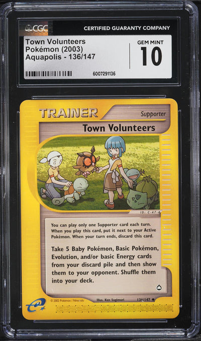 2003 POKEMON AQUAPOLIS TOWN VOLUNTEERS #136 CGC 10 GEM MINT